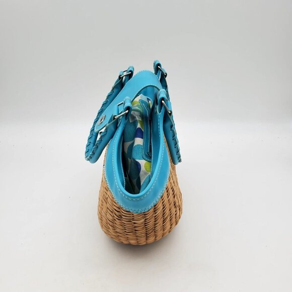 Coldwater Creek straw and blue leather handbag Coldwater Creek - Picture 3 of 8